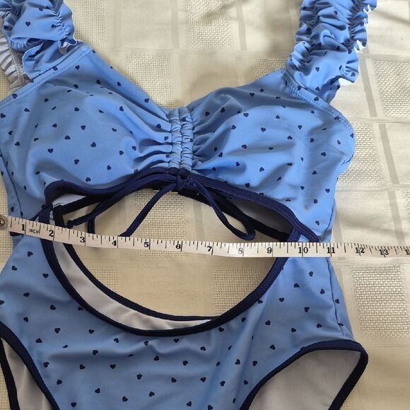 Forever 21 Blue Heart One Piece Swim Wear Medium - Picture 6 of 16